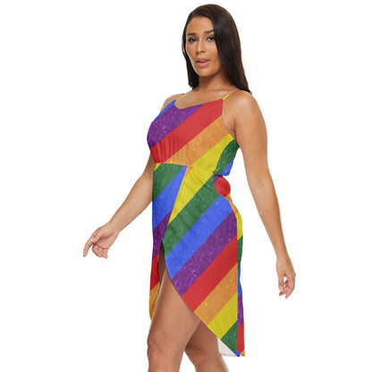 Rainbow Pride Tulip Hem Mini Chiffon Dress