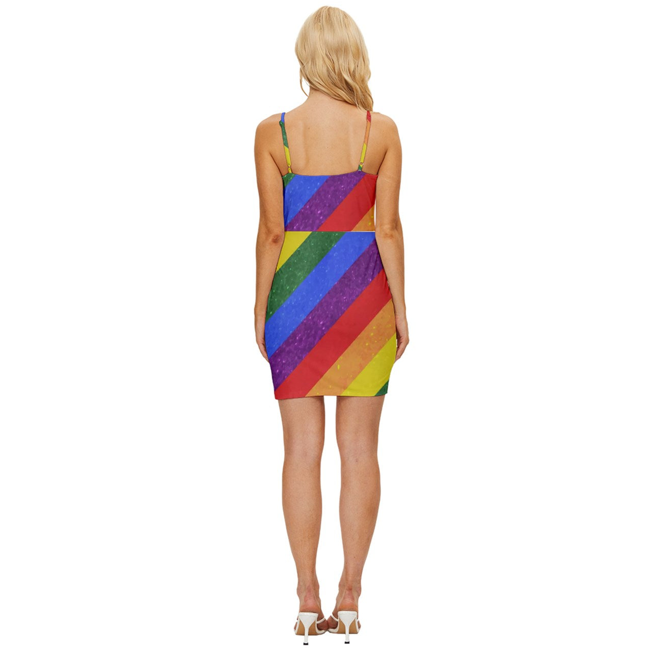 Rainbow Pride Wrap Tie Front Dress