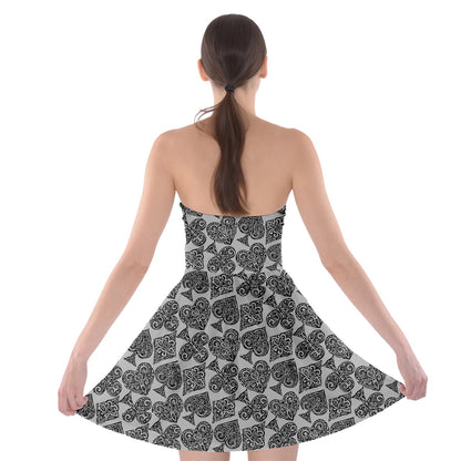 Playingcards-grey Strapless Bra Top Dress