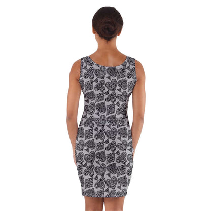 Playingcards-grey Wrap Front Bodycon Dress