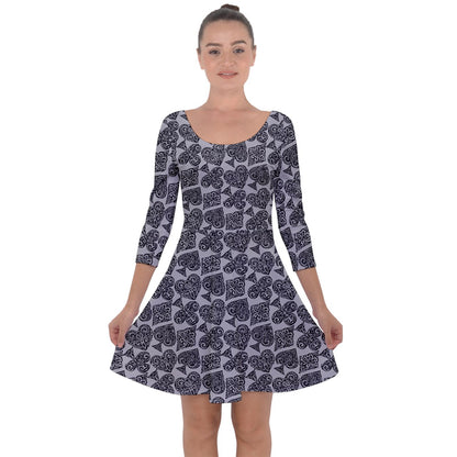 Poker Quarter Sleeve Skater Dress