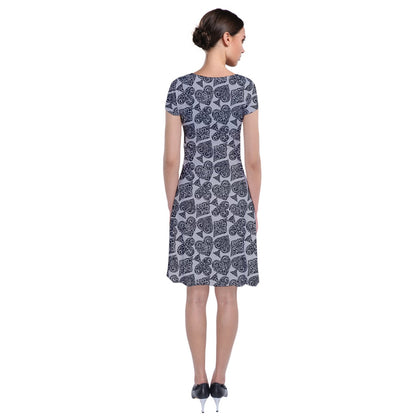 Playingcards-grey Short Sleeve Front Wrap Dress