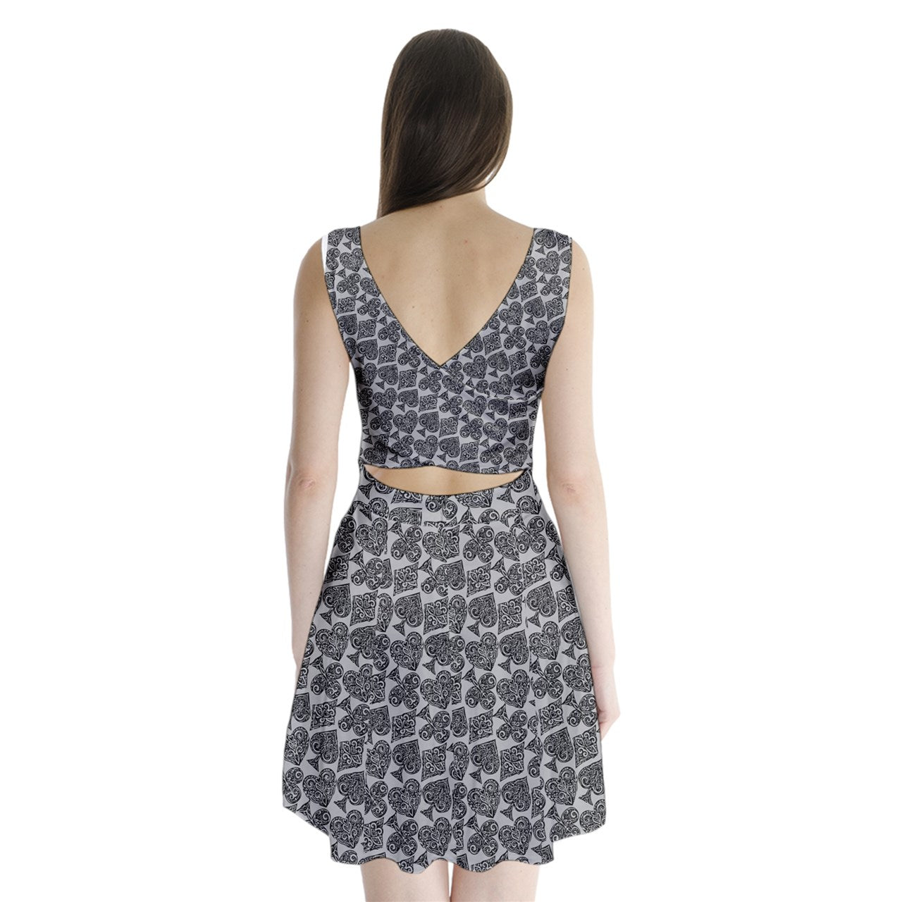 Playingcards-grey Split Back Mini Dress