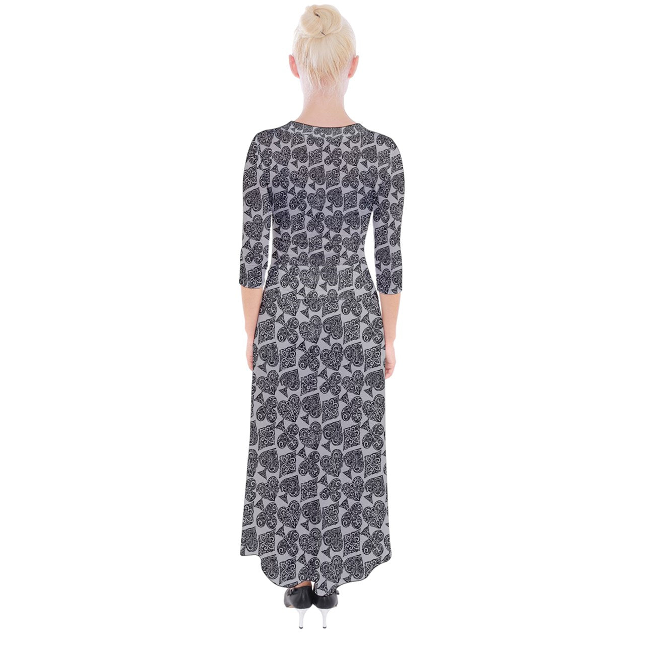 Playingcards-grey Quarter Sleeve Wrap Maxi Dress