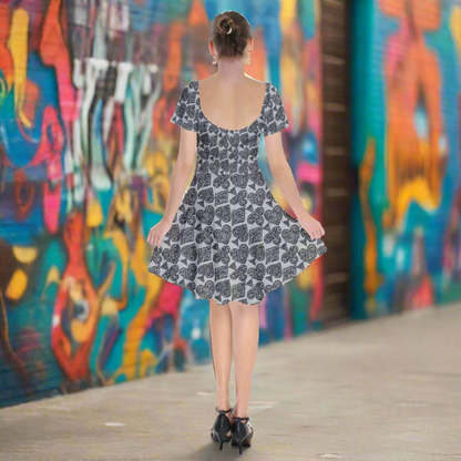 Elegant Gray Short Sleeve Bardot Dress - Luxtrini's Sustainable Fashion