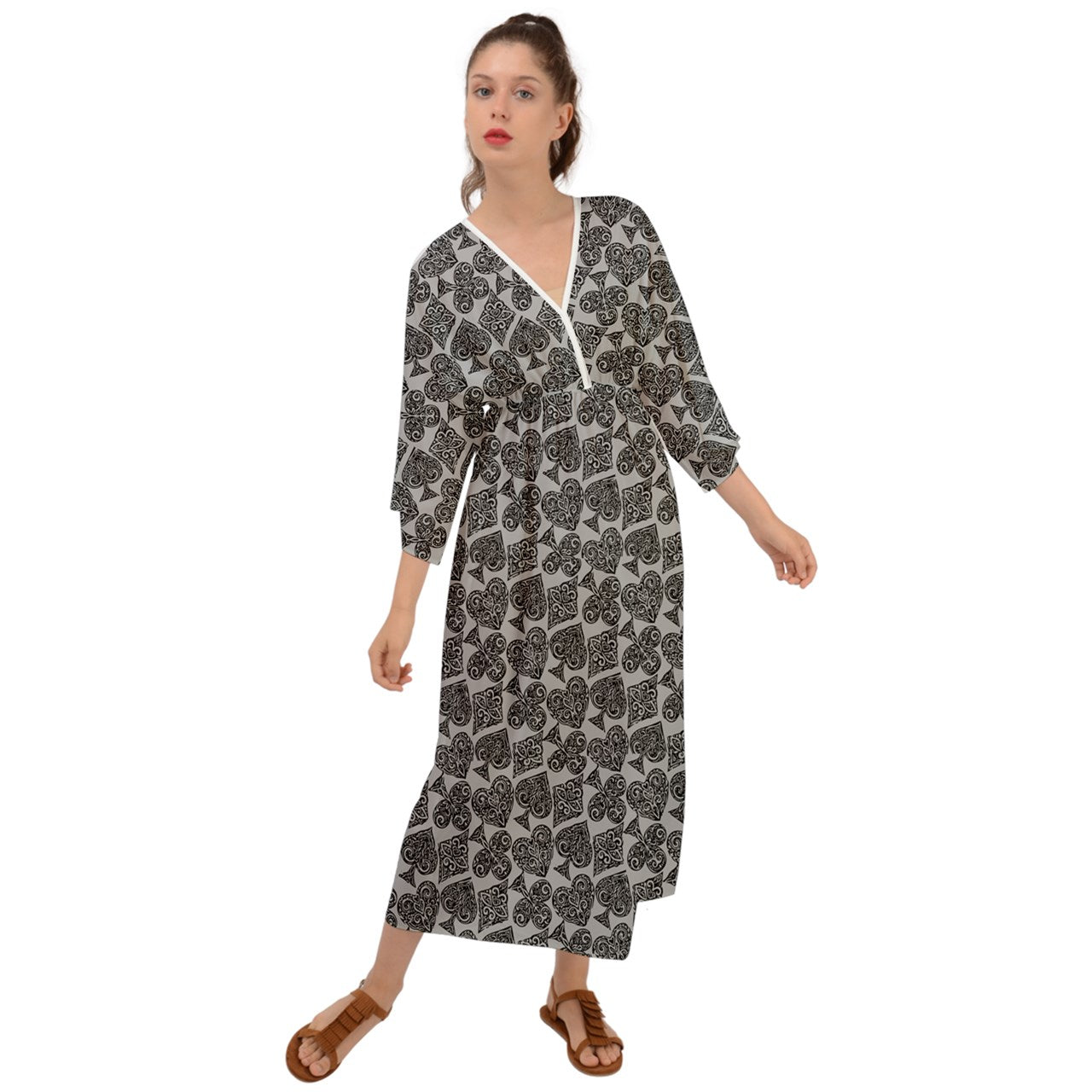 Playing cards grey Grecian Style Maxi Dress