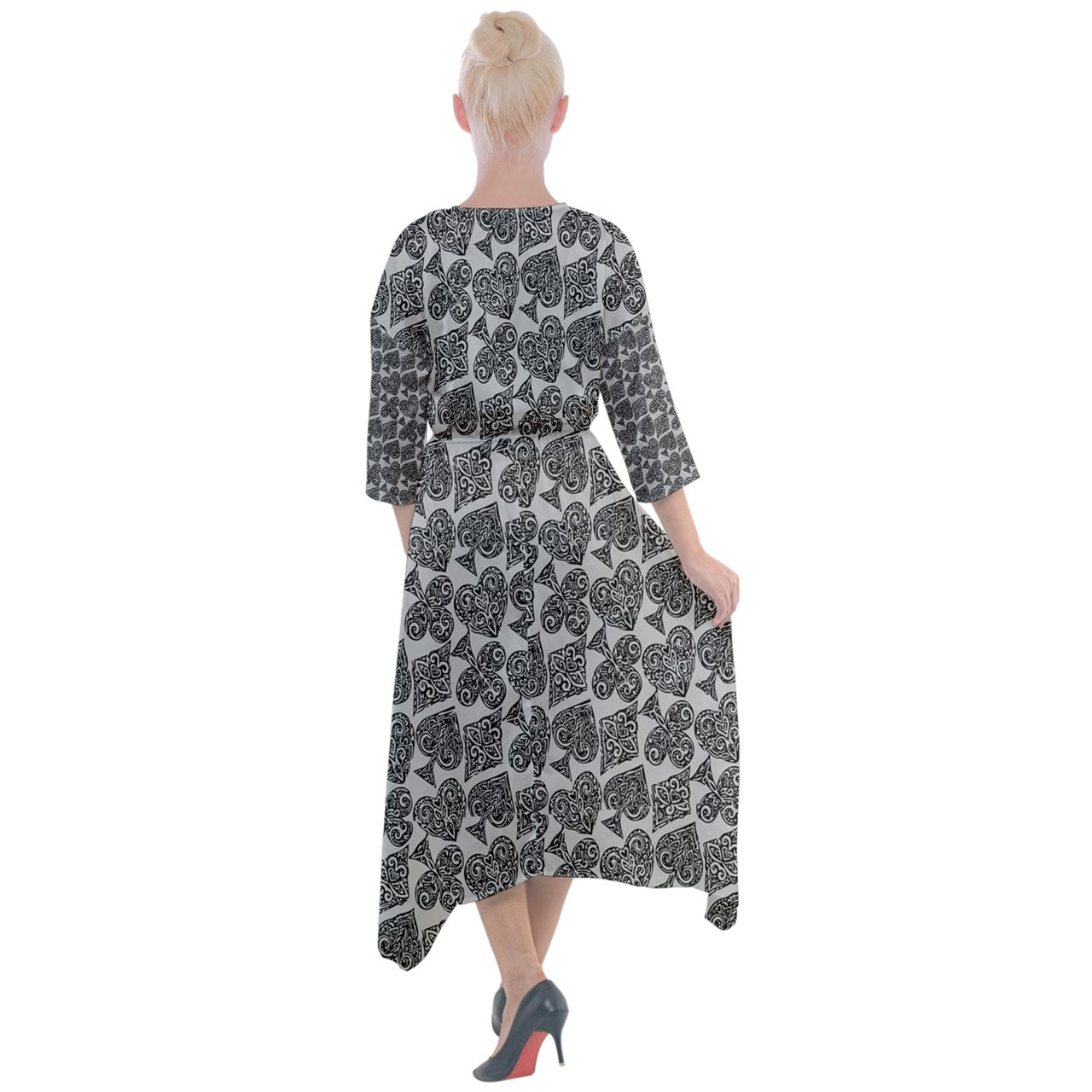 Playingcards-grey Quarter Sleeve Wrap Front Maxi Dress