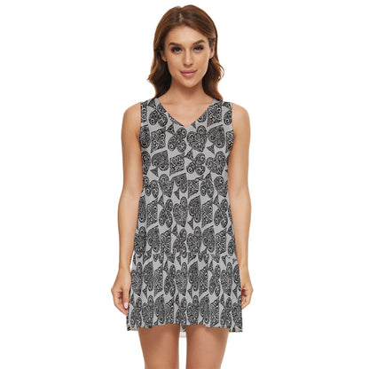 Poker Tiered Sleeveless Mini Dress