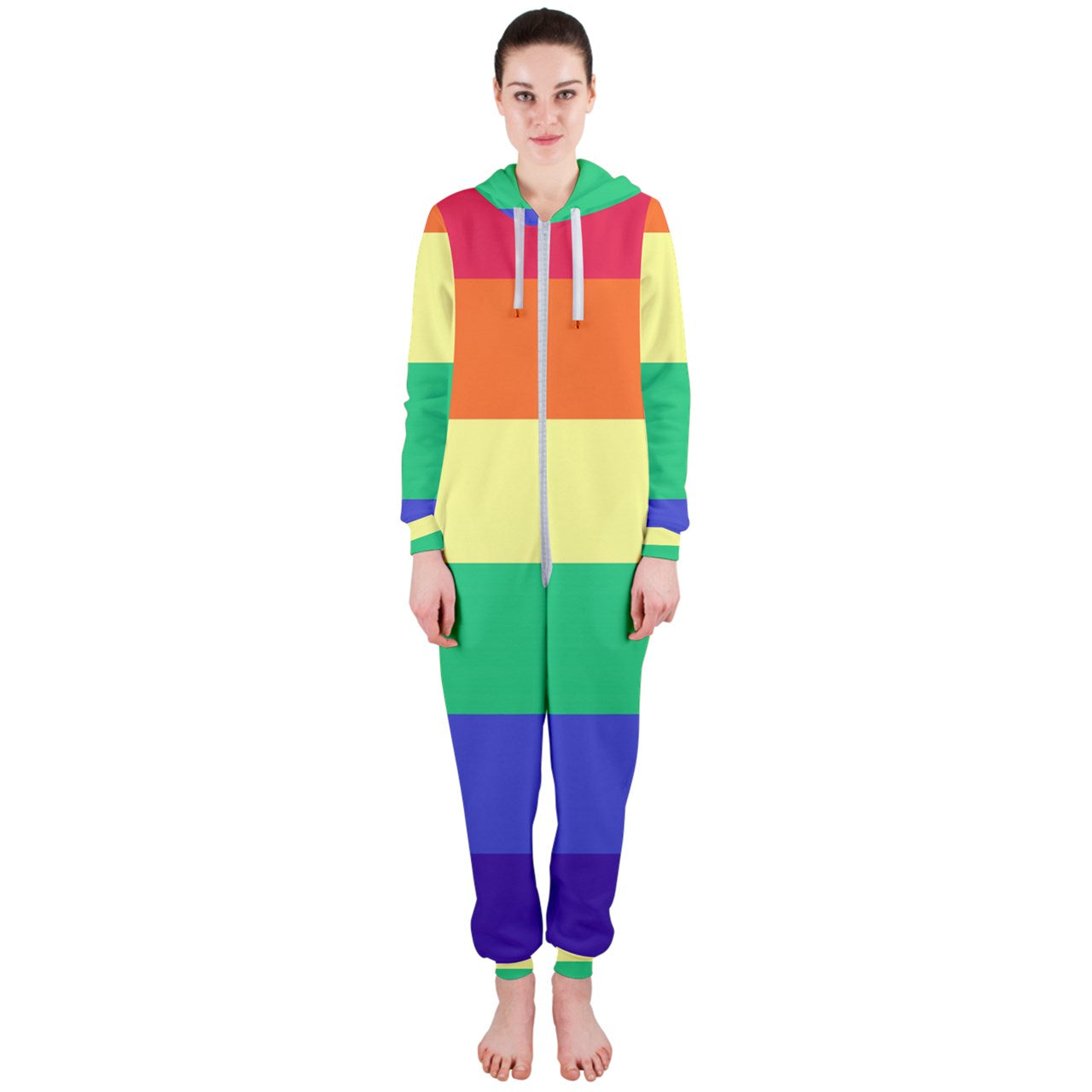 LGBTQ Rainbow Pride #12 Hooded Jumpsuit (Ladies)