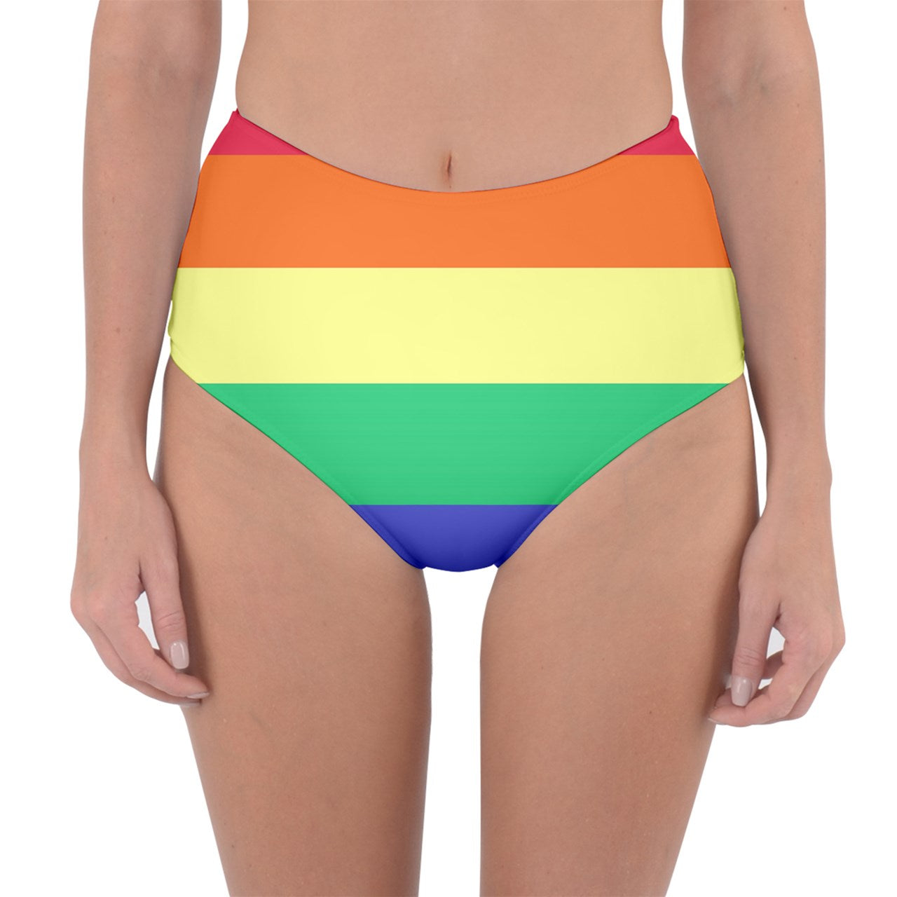 LGBTQ Rainbow Pride #12 Reversible High-Waist Bikini Bottoms