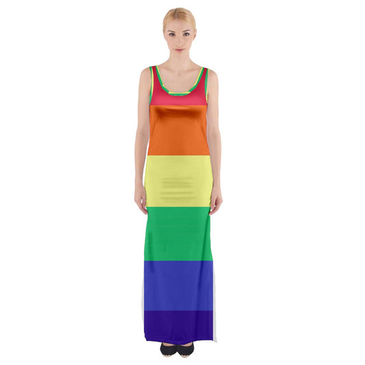 LGBTQ Rainbow Pride #12 Thigh Split Maxi Dress