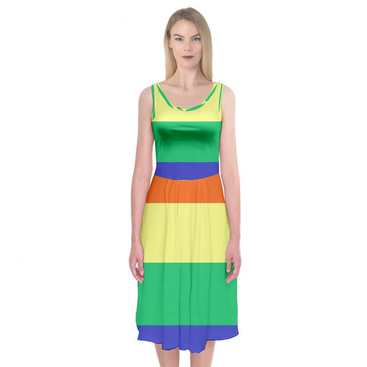 LGBTQ Rainbow Pride #12 Midi Sleeveless Dress