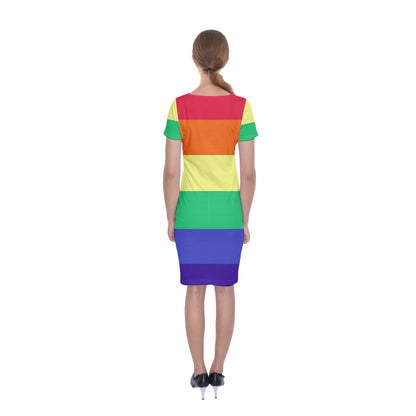 LGBTQ Rainbow Pride #12 Classic Short Sleeve Midi Dress