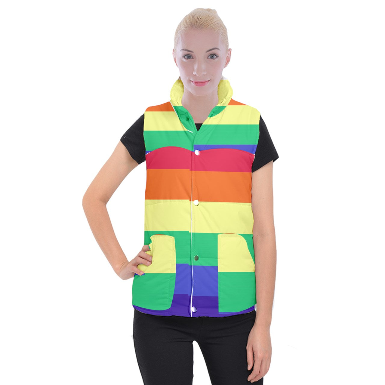 LGBTQ Rainbow Pride #12 Women's Button Up Vest 3XL
