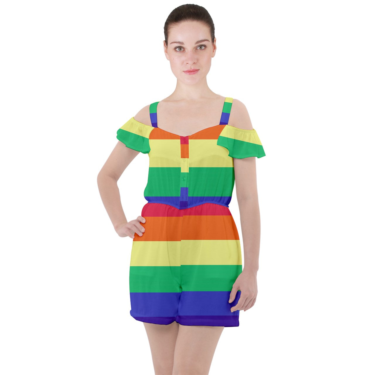 LGBTQ Rainbow Pride #12 Ruffle Cut Out Chiffon Playsuit