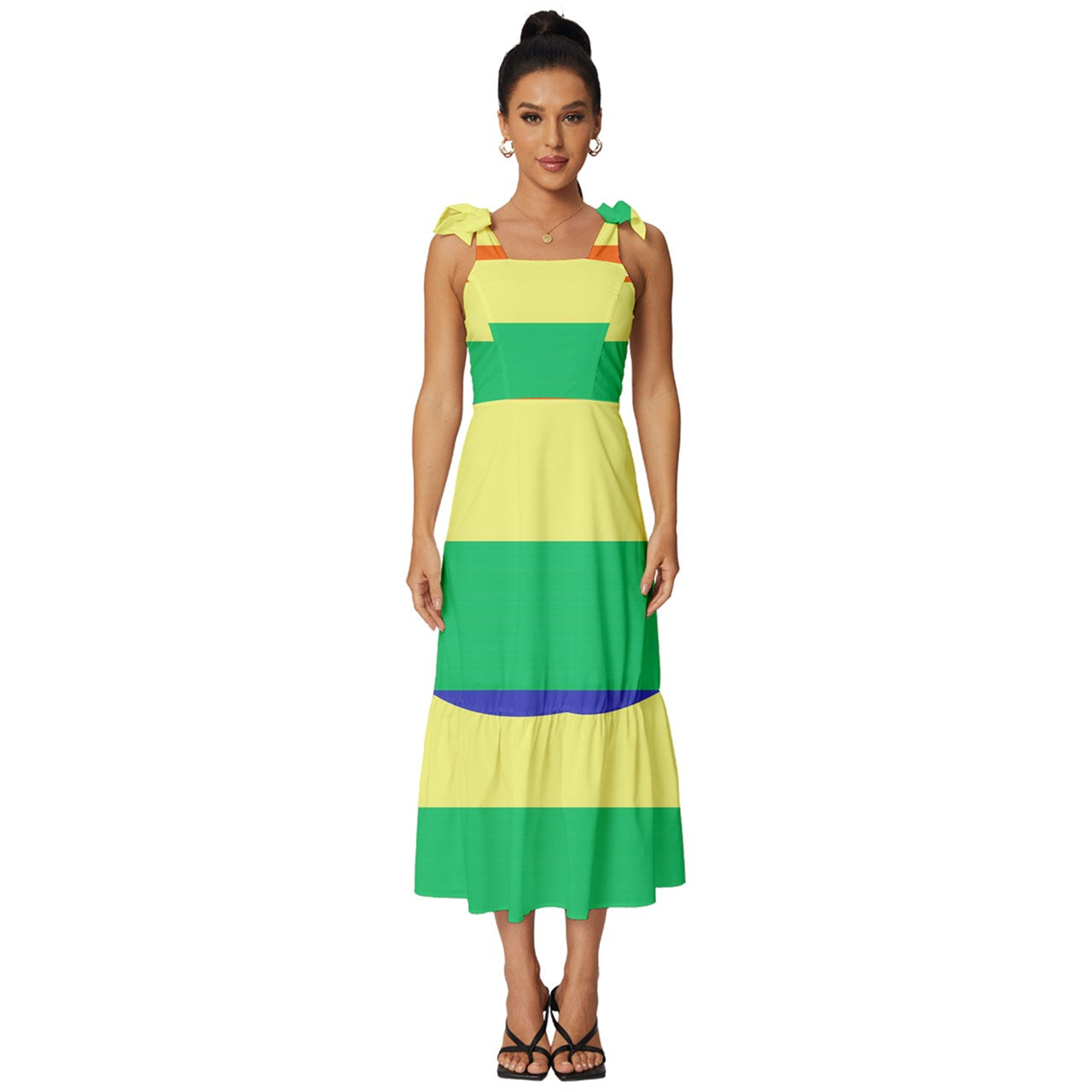 LGBTQ Rainbow Pride #12 Tie-Strap Tiered Midi Chiffon Dress