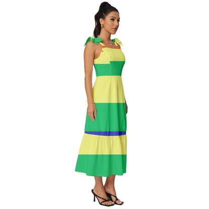 LGBTQ Rainbow Pride #12 Tie-Strap Tiered Midi Chiffon Dress