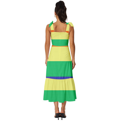 LGBTQ Rainbow Pride #12 Tie-Strap Tiered Midi Chiffon Dress