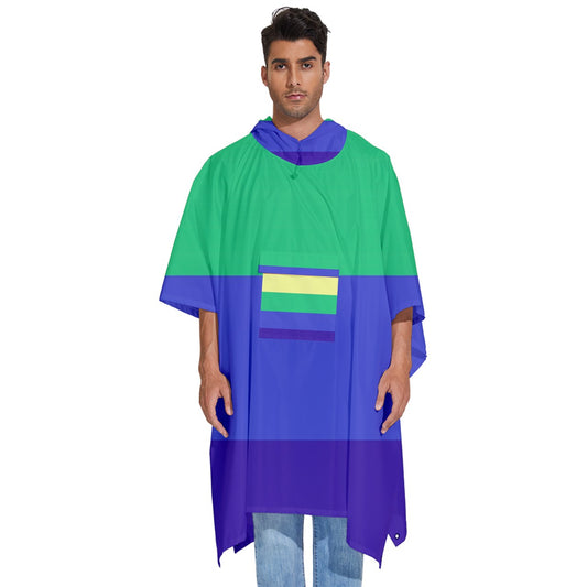 LGBTQ Rainbow Pride #12 Men's Hooded Rain Ponchos One Size