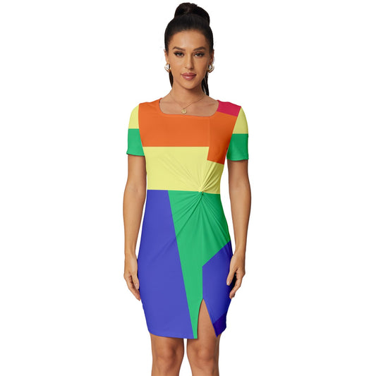 LGBTQ Rainbow Pride #12 Fitted Knot Split End Bodycon Dress