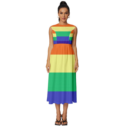 LGBTQ Rainbow Pride #12 Sleeveless Round Neck Midi Dress