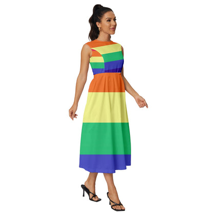 LGBTQ Rainbow Pride #12 Sleeveless Round Neck Midi Dress