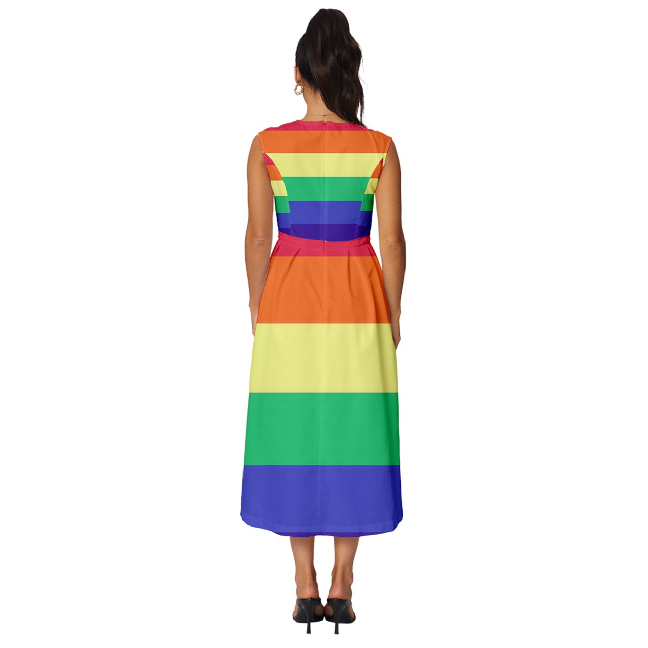 LGBTQ Rainbow Pride #12 Sleeveless Round Neck Midi Dress