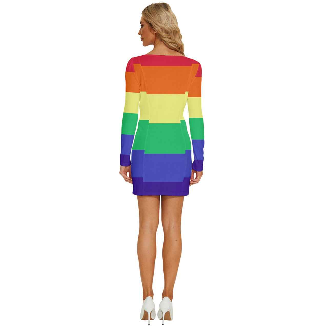 LGBTQ Rainbow Pride #12 Long Sleeve Square Neck Bodycon Velvet Dress