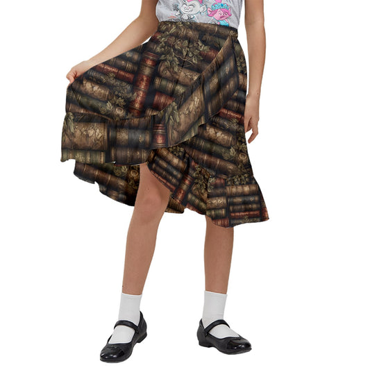 The Librarian Kids' Ruffle Flared Wrap Midi Skirt