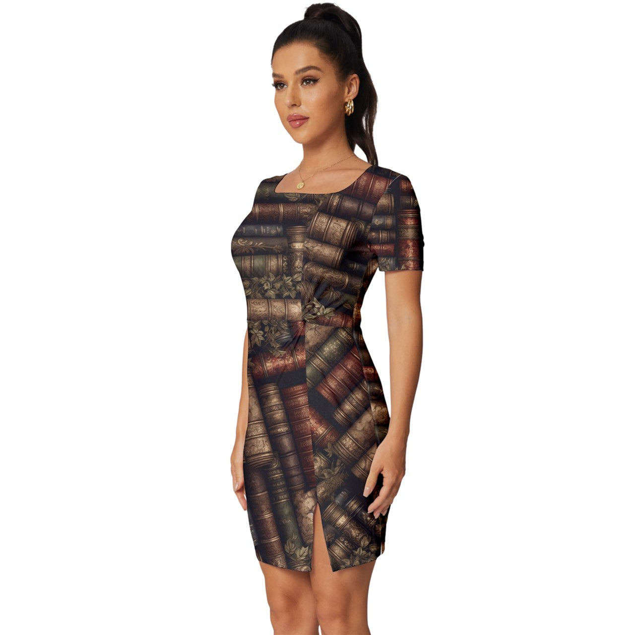 The Librarian Fitted Knot Split End Bodycon Dress