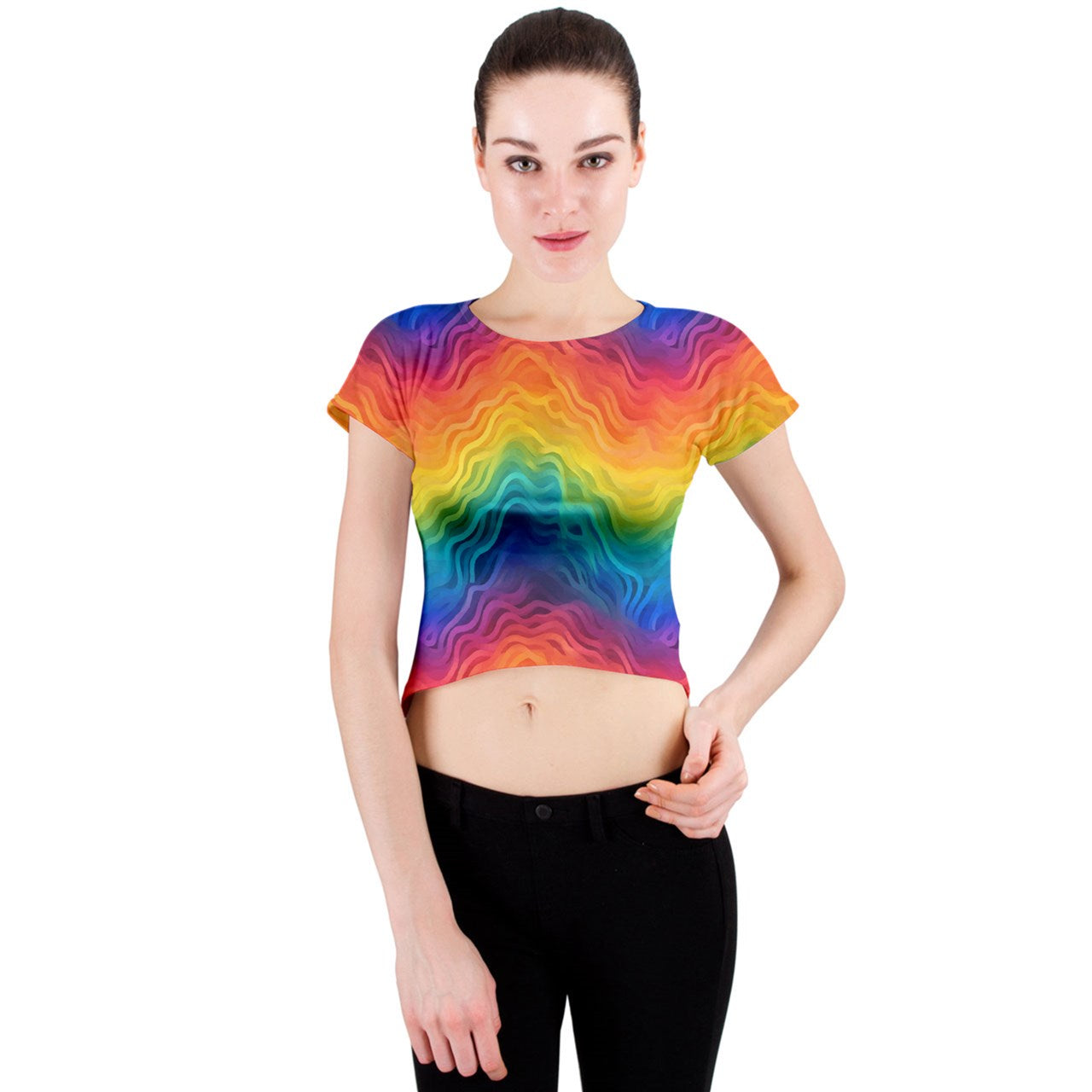 Lgbtq Rainbow Crew Neck Crop Top