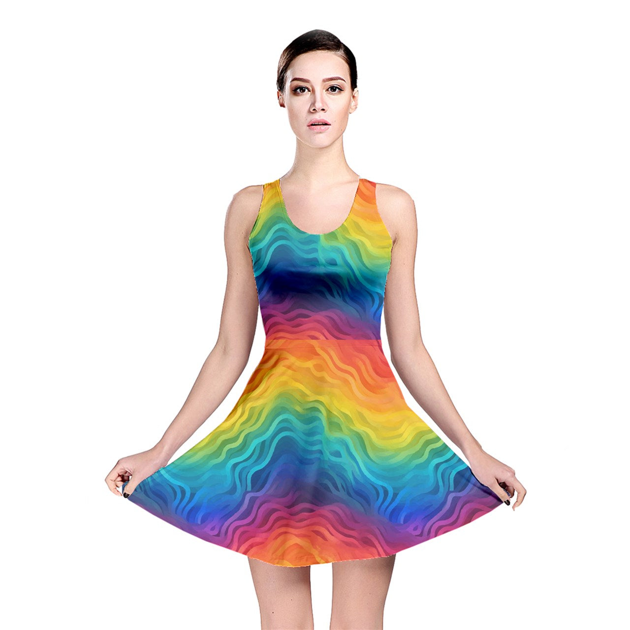 Rainbow Reversible Skater Dress - Customizable, Stylish Summer Fashion, Soft & Stretchy, Designed in the USA