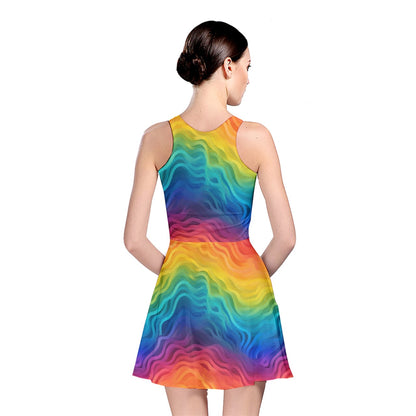 Rainbow Reversible Skater Dress - Customizable, Stylish Summer Fashion, Soft & Stretchy, Designed in the USA