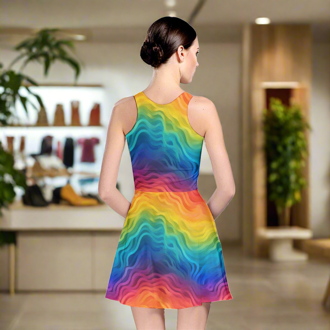 Rainbow Reversible Skater Dress - Customizable, Stylish Summer Fashion, Soft & Stretchy, Designed in the USA