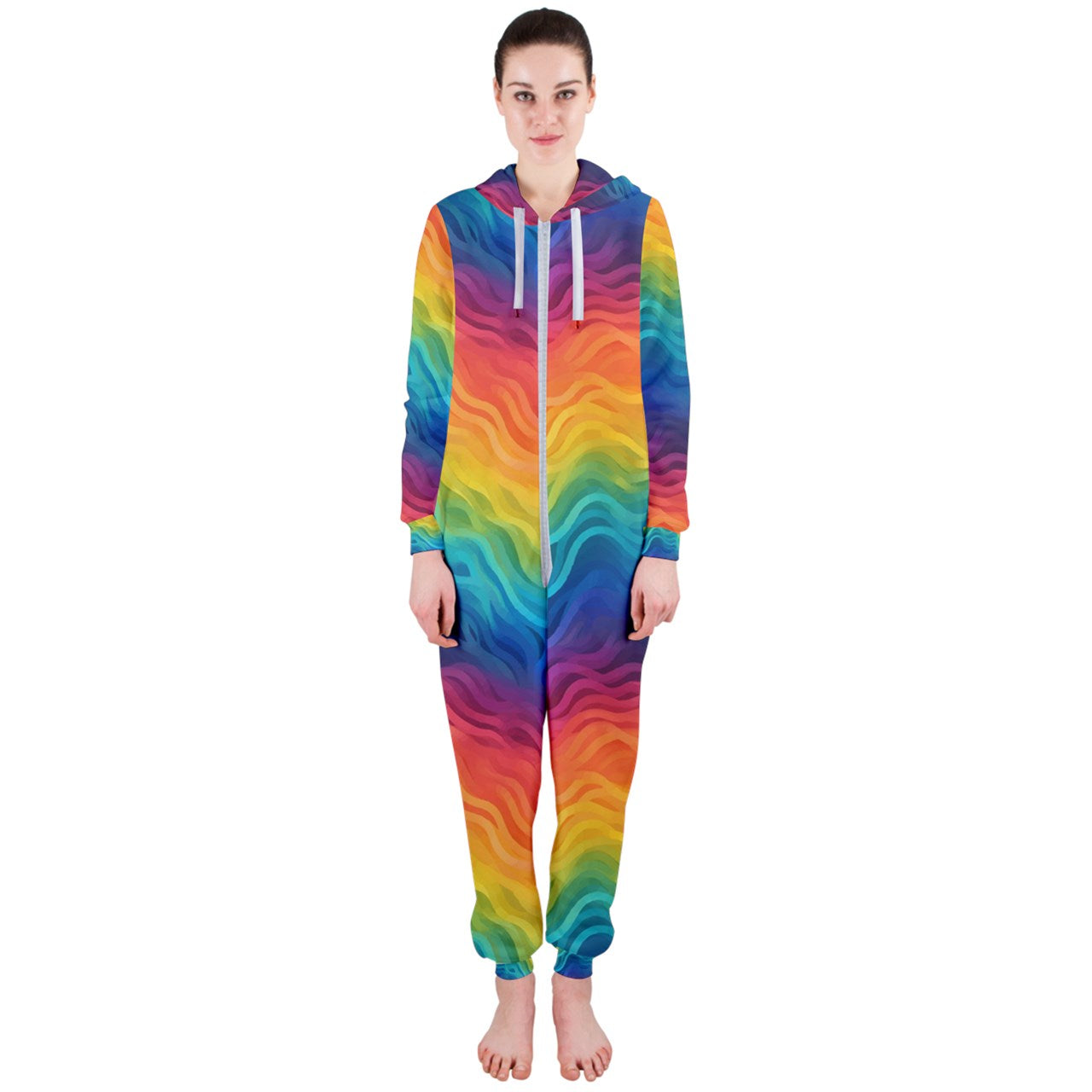 Lgbtq Rainbow Hooded Jumpsuit (Ladies)