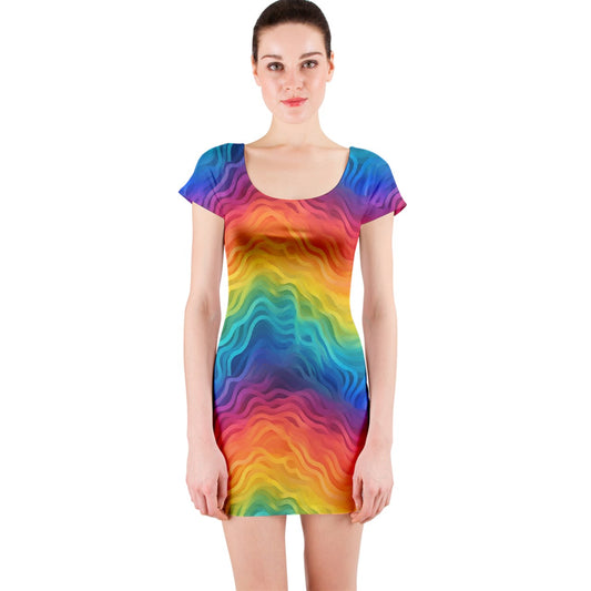 Lgbtq Rainbow Short Sleeve Bodycon Dress