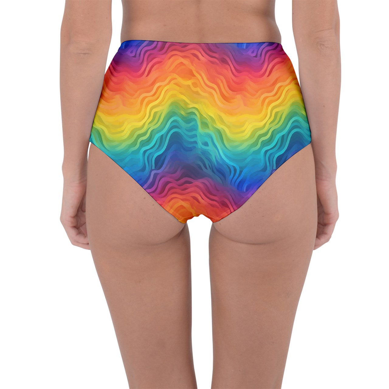 Lgbtq Rainbow Reversible High-Waist Bikini Bottoms