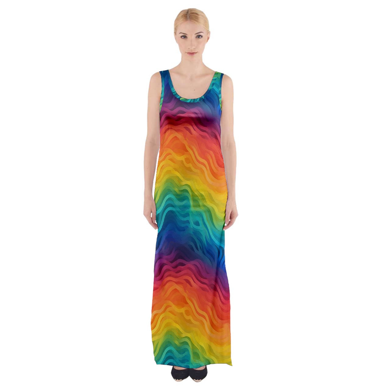 Lgbtq Rainbow Thigh Split Maxi Dress