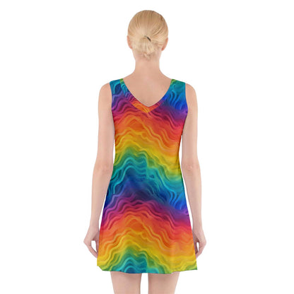 Lgbtq Rainbow V-Neck Sleeveless Dress