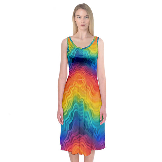 Lgbtq Rainbow Midi Sleeveless Dress