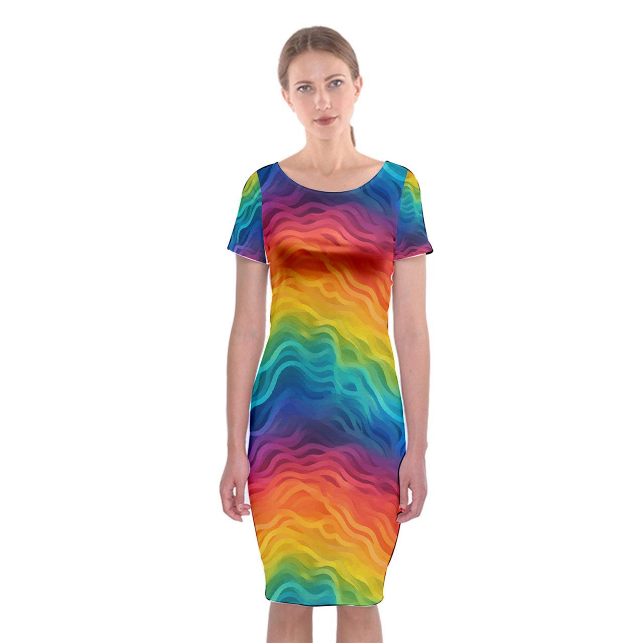 Lgbtq Rainbow Classic Short Sleeve Midi Dress