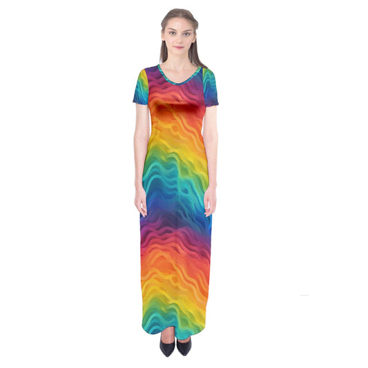 Lgbtq Rainbow Short Sleeve Maxi Dress