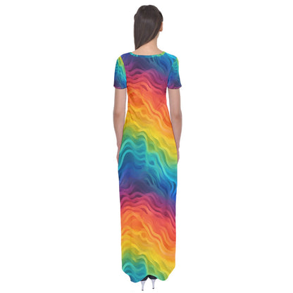 Lgbtq Rainbow Short Sleeve Maxi Dress