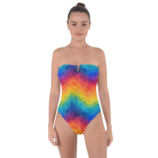 Lgbtq Rainbow Tie Back One Piece Swimsuit