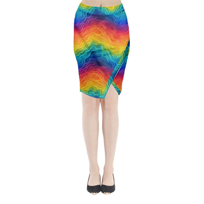 Lgbtq Rainbow Midi Wrap Pencil Skirt