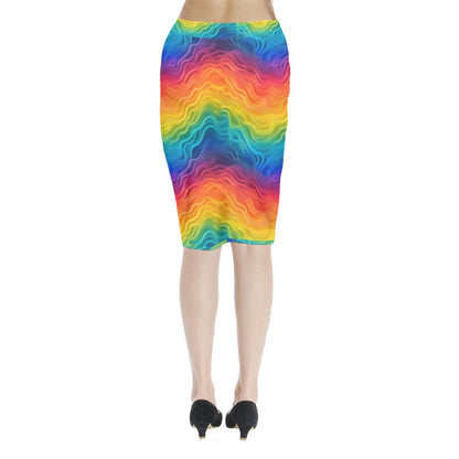 Lgbtq Rainbow Midi Wrap Pencil Skirt