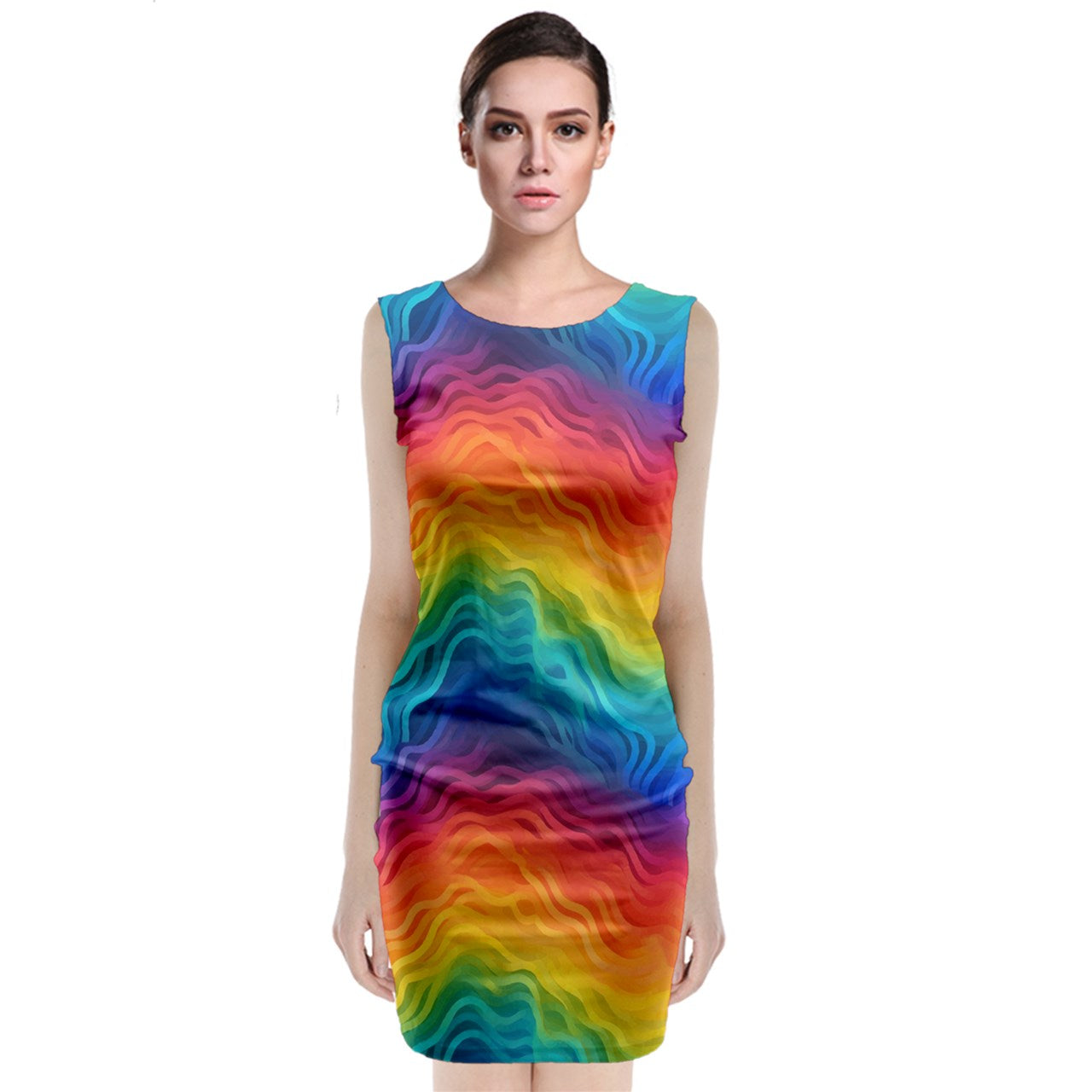 LGBTQ Rainbow Sleeveless Velvet Midi Dress