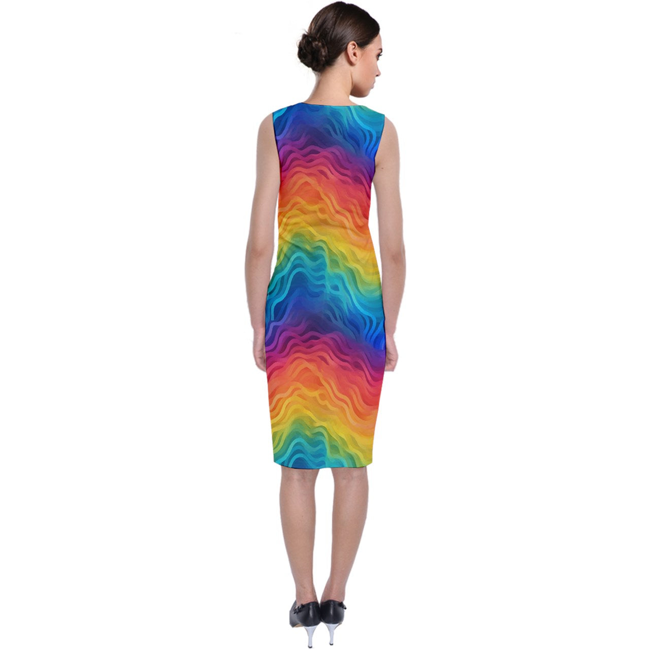 LGBTQ Rainbow Sleeveless Velvet Midi Dress