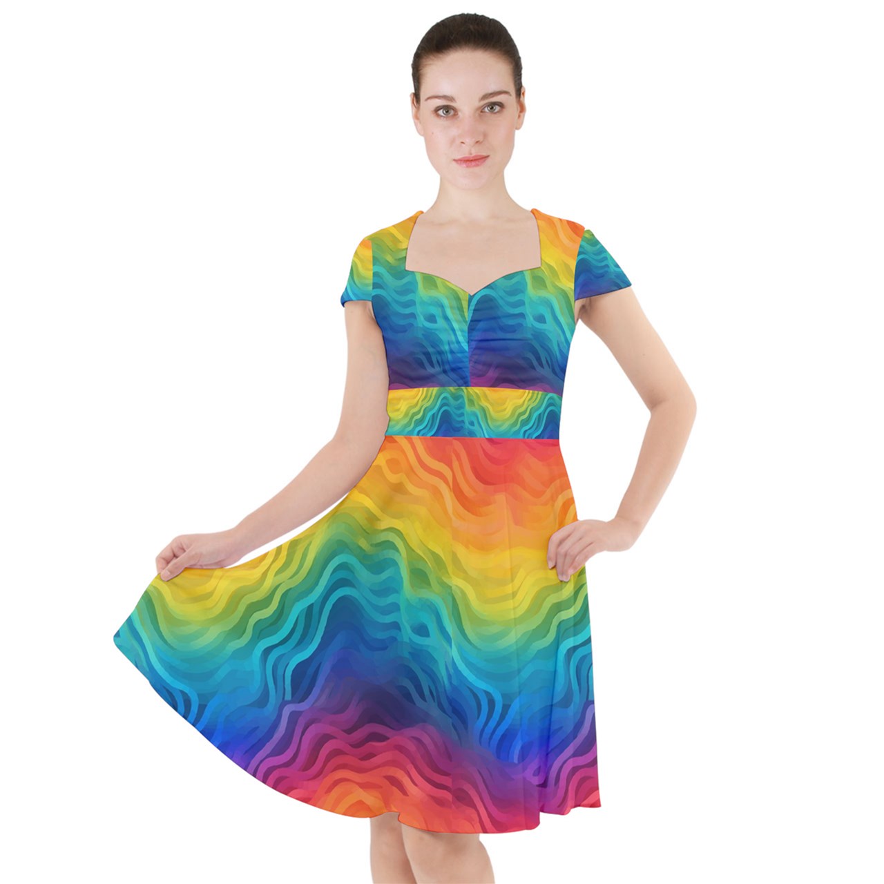 Lgbtq Rainbow Cap Sleeve Midi Dress