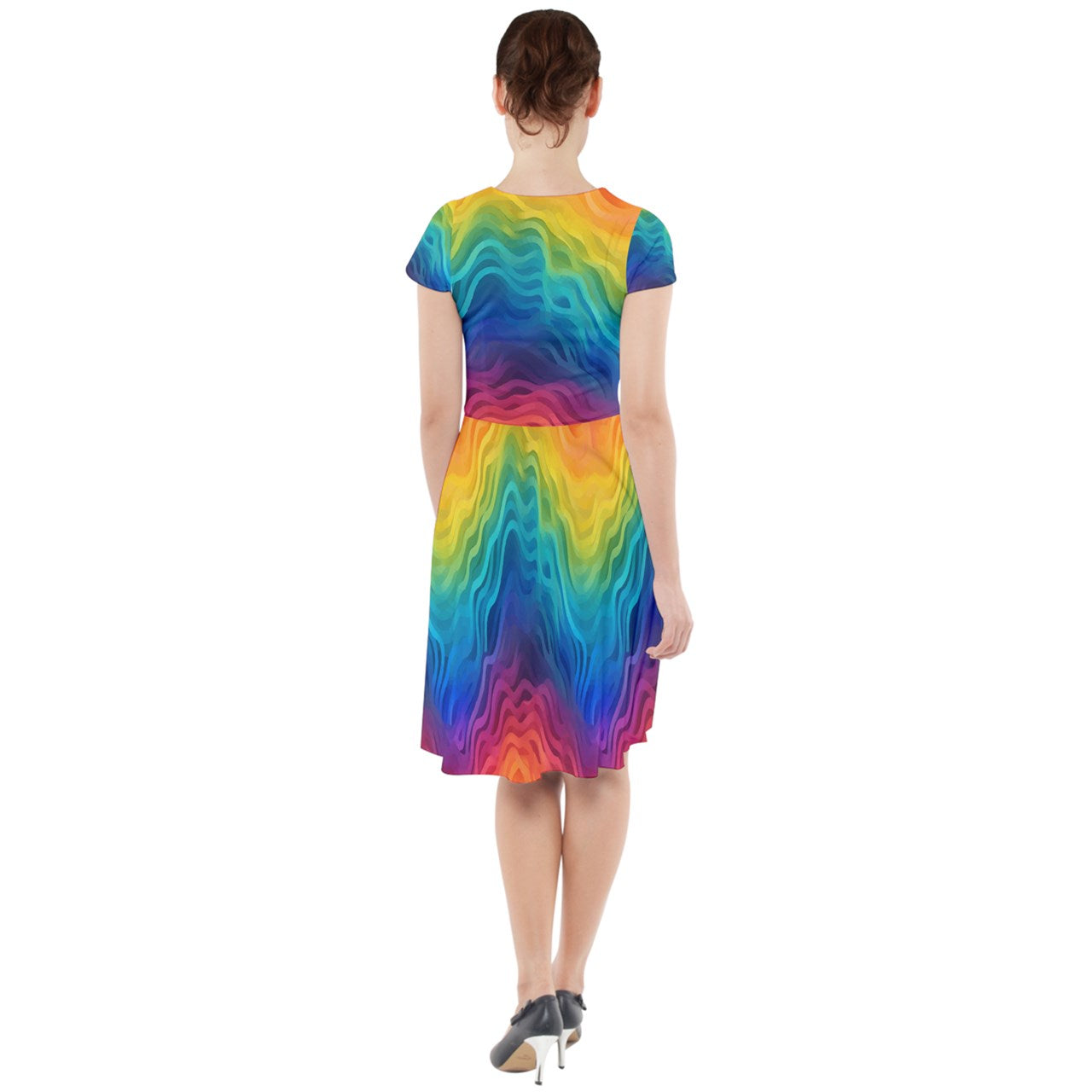 Lgbtq Rainbow Cap Sleeve Midi Dress